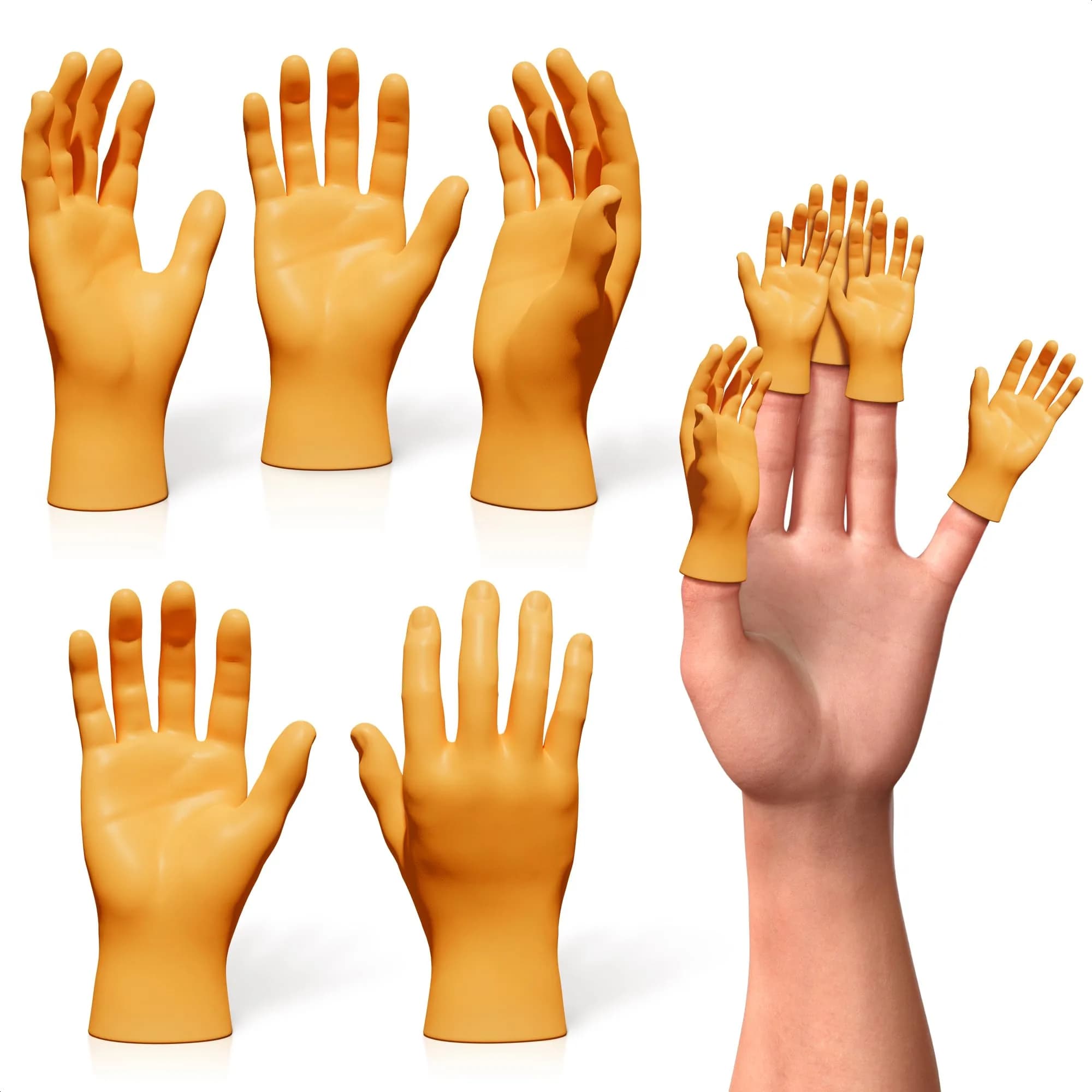 DIMROM Tiny Hands for Fingers | Whimsical Rubber Finger Puppets for Gags & Pranks (3 x 1.5 inches, 10 pcs) - main product image