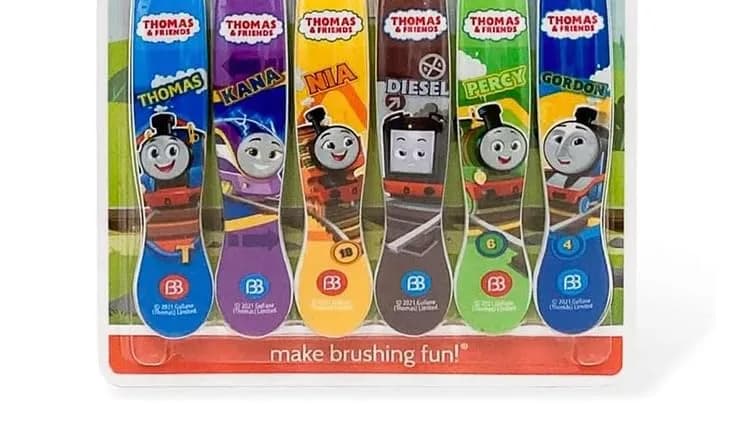 Brush Buddies Thomas & Friends Kids Toothbrush Set 6 Pack Soft Bristle Toddler Toothbrush Ages 2+ Small Head Easy Grip Handle Fun Character Oral Care | Kid-Friendly, BPA-Free, 6-Pack thumbnail 4