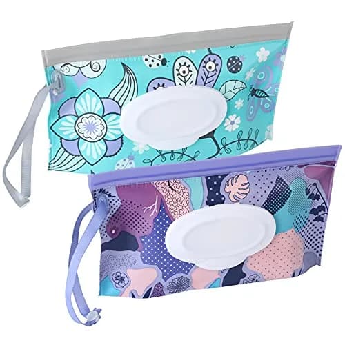 FEBSNOW 2 Pack Baby Wipe Dispenser, Reusable Portable Travel Wipe Holder (24 x 13.5 x 4 cm) thumbnail 1