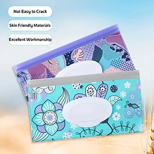 FEBSNOW 2 Pack Baby Wipe Dispenser, Reusable Portable Travel Wipe Holder (24 x 13.5 x 4 cm) thumbnail 4