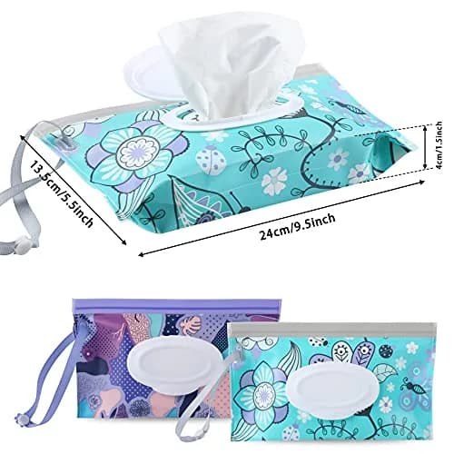 FEBSNOW 2 Pack Baby Wipe Dispenser, Reusable Portable Travel Wipe Holder (24 x 13.5 x 4 cm) thumbnail 2