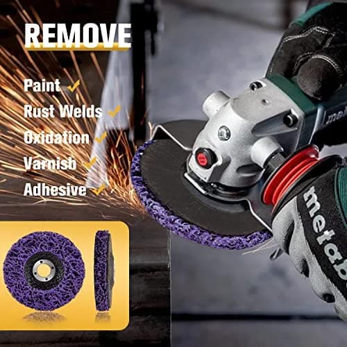 LAIWOO Strip Disc Wheel for Angle Grinder Paint Rust Removal 4-1/2" x 7/8" (10 Pack, Purple) | Diamond Abrasive for Metal Surface Prep thumbnail 5