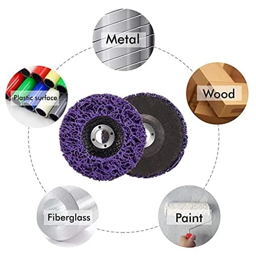 LAIWOO Strip Disc Wheel for Angle Grinder Paint Rust Removal 4-1/2" x 7/8" (10 Pack, Purple) | Diamond Abrasive for Metal Surface Prep thumbnail 6