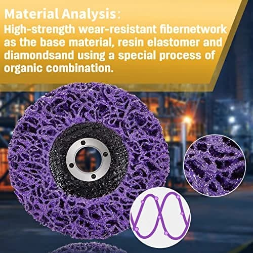 LAIWOO Strip Disc Wheel for Angle Grinder Paint Rust Removal 4-1/2" x 7/8" (10 Pack, Purple) | Diamond Abrasive for Metal Surface Prep thumbnail 3