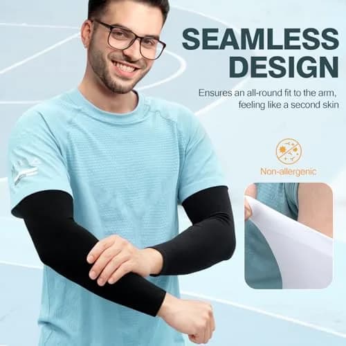 Rescoto UV Protection Cooling Arm Sleeves 2 Pairs | UPF 50 Sun & Tattoo Cover for Men Women Youth thumbnail 5