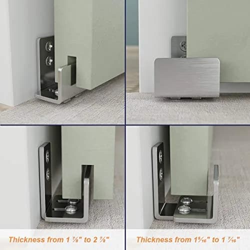 SMARTSTANDARD 2 Pack Adjustable U Shape Barn Door Floor Guides, Silver | Stainless Steel, Flat Bottom Design, Easy Install thumbnail 2