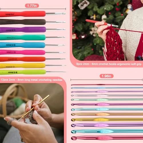 Katech 99-Piece Crochet Hooks Kit with Case | Ergonomic Aluminum Alloy & Colorful Handle Hooks for Beginners & Advanced Crafters thumbnail 4