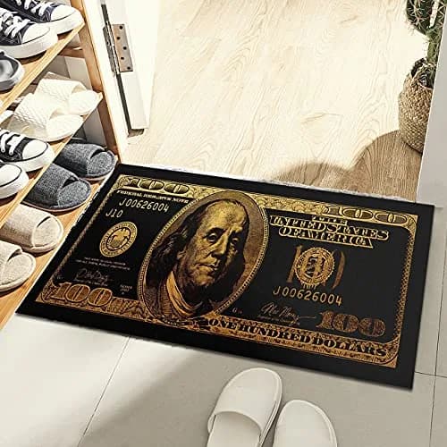 GUBIYU Black Bathroom Rug Runner - Money Bills Design, Non-Slip, Water Absorption, Modern Style, 60cm x 90cm thumbnail 2