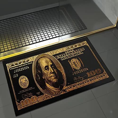 GUBIYU Black Bathroom Rug Runner - Money Bills Design, Non-Slip, Water Absorption, Modern Style, 60cm x 90cm thumbnail 3