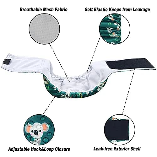 Leekalos Male Dog Diapers, High Absorbing Belly Bands for Male Dogs | Adjustable & Reusable thumbnail 5