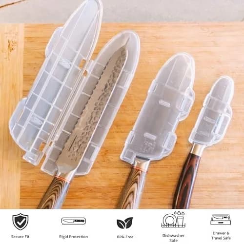 Agilux Blade Guard™ Locking Kitchen Knife Blade Protector (Clear, 8in) | Safer Storage & Longer Sharpness thumbnail 5