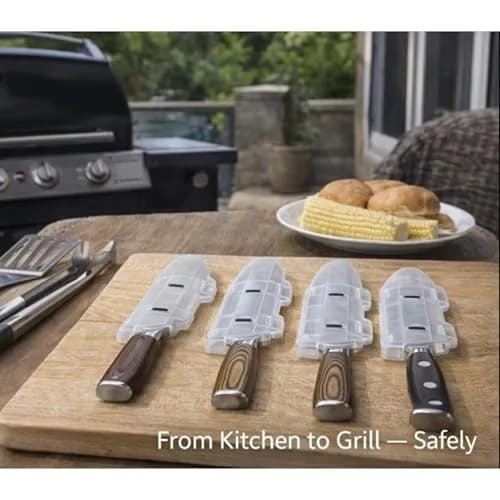 Agilux Blade Guard™ Locking Kitchen Knife Blade Protector (Clear, 10in) | Safer Storage & Longer Sharpness thumbnail 8