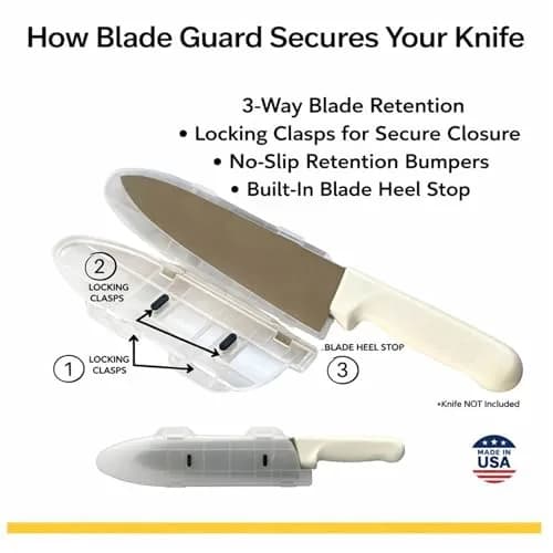 Agilux Blade Guard™ Locking Kitchen Knife Blade Protector (Clear, 10in) | Safer Storage & Longer Sharpness thumbnail 4