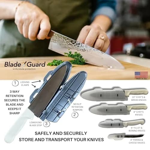 Agilux Blade Guard™ Locking Kitchen Knife Blade Protector (Grey, 10in) | Safer Storage & Transport thumbnail 4