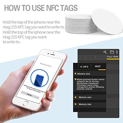 sanpopo NTAG 215 NFC Coin Cards 100-Pack | 504 Bytes Memory, Rewritable, Compatible with TagMo Amiibo & NFC Devices - 25mm (1 inch) Round thumbnail 4
