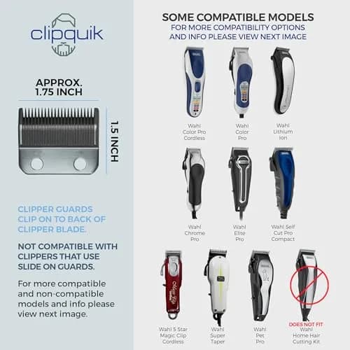 Clipquik Premium XL Clipper Guards for Wahl Clippers 2.5 inch | Extra Long, Durable, Fits Full Size Clippers thumbnail 4