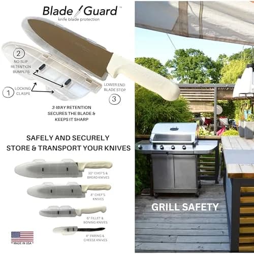 Agilux Blade Guard™ Locking Kitchen Knife Blade Protector (Grey, 8in) | Safer Storage & Transport thumbnail 5