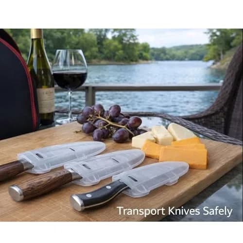 Agilux Blade Guard™ Locking Kitchen Knife Blade Protector (Grey, 8in) | Safer Storage & Transport thumbnail 8