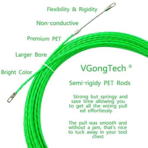 VGongTech 30m (100ft) PET Fish Tape Cable Puller Kit | Non-Conductive Wire Guide for Electrical & Network Cables thumbnail 2