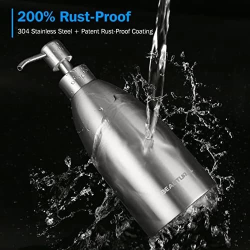 BEAUTURAL Stainless Steel Countertop Soap Dispenser 450ml (15.2 Fl Oz) | Rust-Proof Pump Bottle for Kitchen & Bathroom thumbnail 5