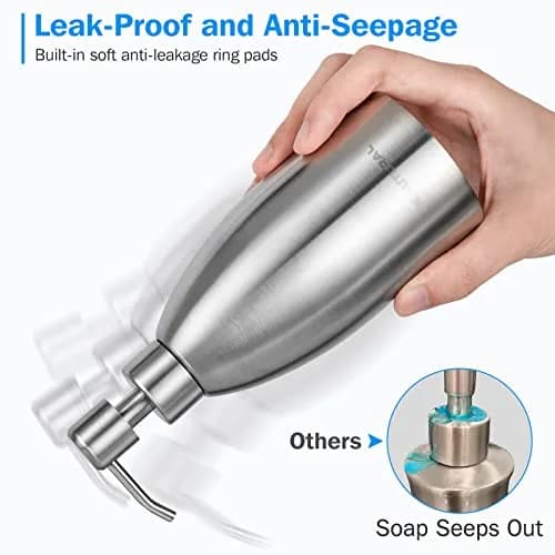 BEAUTURAL Stainless Steel Countertop Soap Dispenser 450ml (15.2 Fl Oz) | Rust-Proof Pump Bottle for Kitchen & Bathroom thumbnail 3
