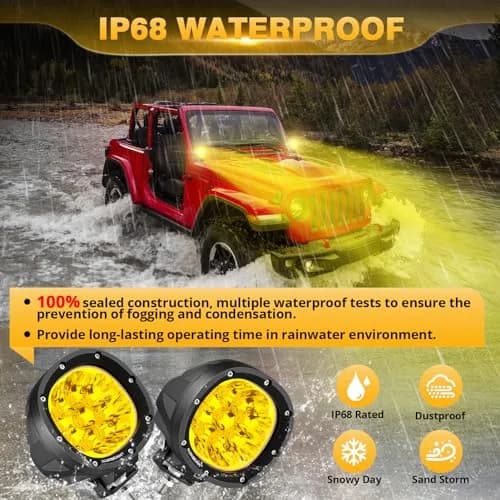 Auxbeam P4 Series 4-Inch Amber LED Offroad Lights Round LED Pods 2-Pack | 8800 Lumens, Impact-Resistant, Waterproof thumbnail 4