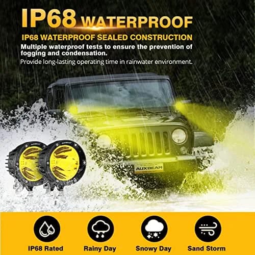 Auxbeam C4 Series 4-Inch Amber Round Fog Lights | 72W LED Off Road Light Pods for Severe Weather thumbnail 4
