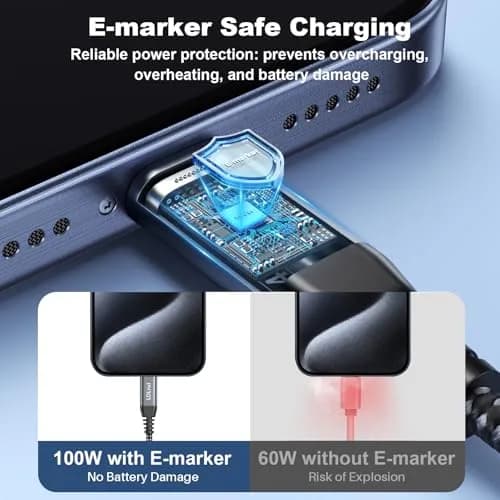 LDLrui USB C to USB C Cable 20Gbps 30cm (1FT) 2-Pack | 100W PD Fast Charging & 4K@60Hz Video thumbnail 5