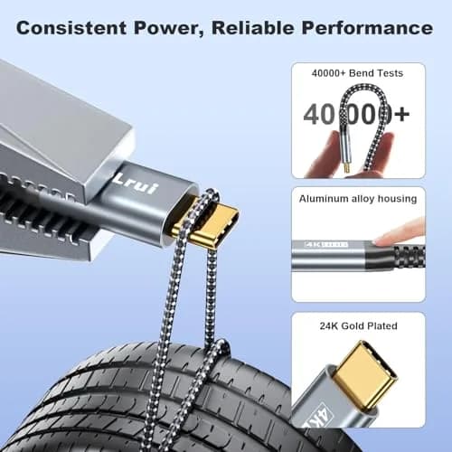LDLrui USB C to USB C Cable 20Gbps 30cm (1FT) 2-Pack | 100W PD Fast Charging & 4K@60Hz Video thumbnail 6