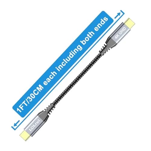 LDLrui USB C to USB C Cable 20Gbps 30cm (1FT) 2-Pack | 100W PD Fast Charging & 4K@60Hz Video thumbnail 7