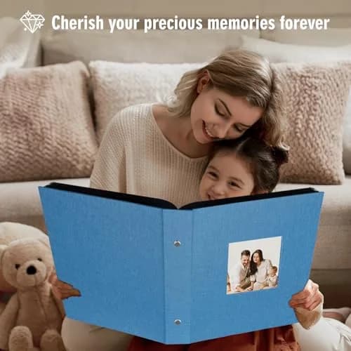 Artmag Fabric Photo Album 4x6 1000 Pockets Teal Linen Cover | Classic Wedding Anniversary Keepsake thumbnail 5