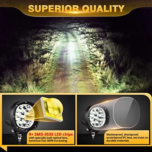 Auxbeam P4 Series 4-Inch 90W Round Off-Road Lights LED Spotlights 2-Pack | Bright, Impact-Resistant, Waterproof thumbnail 6