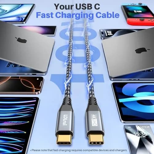 LDLrui USB C to USB C Cable 3ft (0.91m) 2-Pack | 20Gbps Data Transfer & 100W PD Charging thumbnail 4