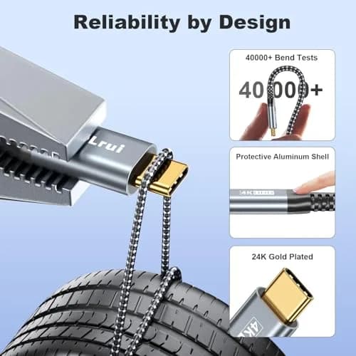 LDLrui USB C to USB C Cable 3ft (0.91m) 2-Pack | 20Gbps Data Transfer & 100W PD Charging thumbnail 7