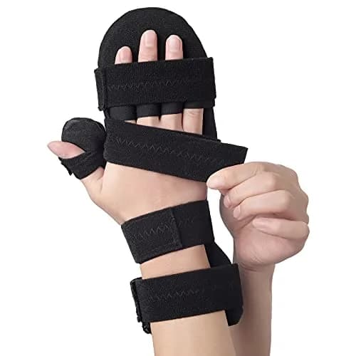Sylong Stroke Resting Hand Splint Black L/XL | Adjustable Night Wrist Brace for Carpal Tunnel Pain & Tendonitis thumbnail 1