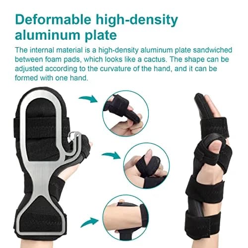 Sylong Stroke Resting Hand Splint Black L/XL | Adjustable Night Wrist Brace for Carpal Tunnel Pain & Tendonitis thumbnail 5