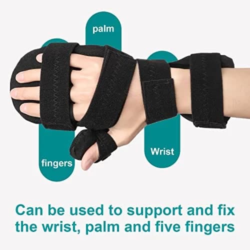 Sylong Stroke Resting Hand Splint Black L/XL | Adjustable Night Wrist Brace for Carpal Tunnel Pain & Tendonitis thumbnail 2