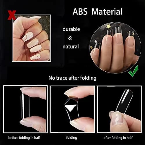 Ohlove Square Nail Tips Full Cover Clear Fake Nail Tips for Acrylic Nails, Size 0~9 (500 Count) thumbnail 4