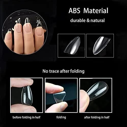 Ohlove Clear Almond Fake Nail Tips Full Cover Acrylic Nails 500 Piece Assortment | DIY Nail Art for Professional & Beginner Use thumbnail 4