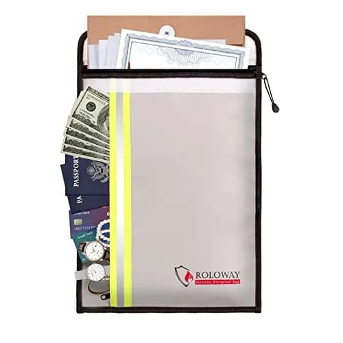 ROLOWAY Fireproof Document Bag 38cm x 28cm (15 x 11 inch) | Protects Documents from Fire and Water thumbnail 1