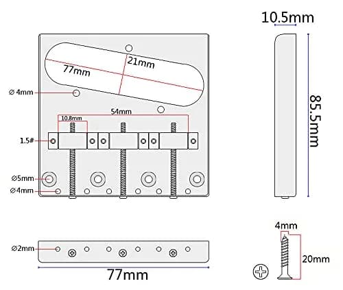 Jiayouy Chrome Bridge Assembly with 3 Brass Saddles Set for Fender Telecaster Tele Vintage Electric Guitar Replacement Part | Chrome Plated Metal Upgrade thumbnail 2