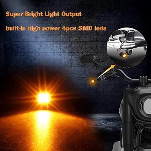 QUASCO Mini LED Turn Signal Lights with 8mm Mount, Amber Light, 12V DC | Universal Motorcycle Indicators thumbnail 2