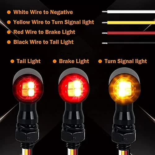 QUASCO Mini LED Motorcycle Turn Signals Brake Tail Light Pair | Universal 12V DC Rear Fitment thumbnail 3
