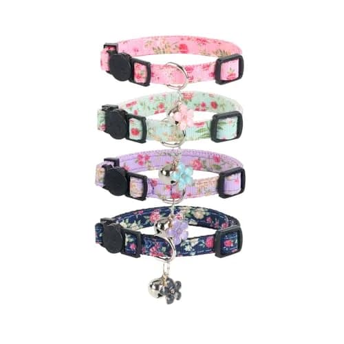 Yizepet Cat Collars with Bells, Breakaway Kitten Collar, Cute Kitty Collar, Pet Supplies Accessories | Adjustable Floral Design thumbnail 1