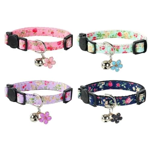 Yizepet Cat Collars with Bells, Breakaway Kitten Collar, Cute Kitty Collar, Pet Supplies Accessories | Adjustable Floral Design thumbnail 2