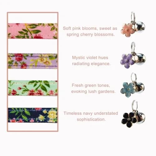 Yizepet Cat Collars with Bells, Breakaway Kitten Collar, Cute Kitty Collar, Pet Supplies Accessories | Adjustable Floral Design thumbnail 3