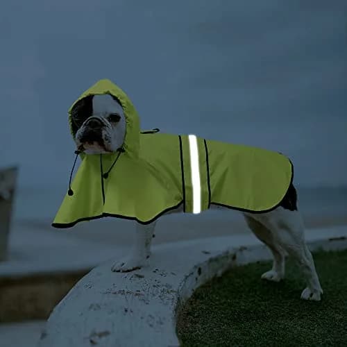 Ezierfy Waterproof Dog Rain Coat - Adjustable Hooded Pet Rain Jacket Neon Green | Reflective Lightweight thumbnail 4