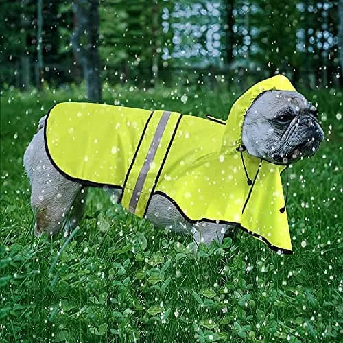 Ezierfy Waterproof Dog Rain Coat - Adjustable Hooded Pet Rain Jacket Neon Green | Reflective Lightweight thumbnail 6