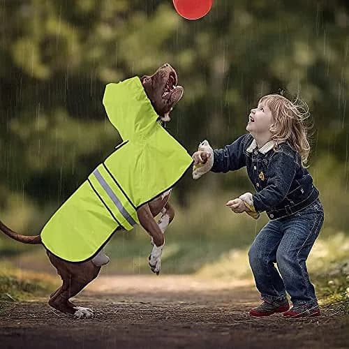 Ezierfy Waterproof Dog Rain Coat - Adjustable Hooded Pet Rain Jacket Neon Green | Reflective Lightweight thumbnail 7