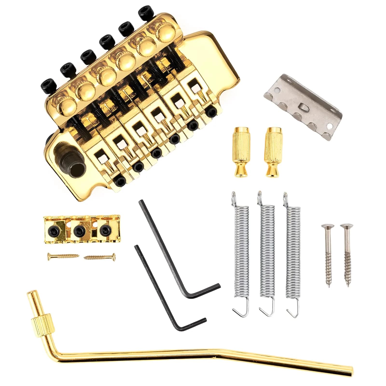 Swhmc Chrome Tremolo Bridge for Strat - Double Locking Floyd Rose Type | Guitar Bridge Upgrade — gold
